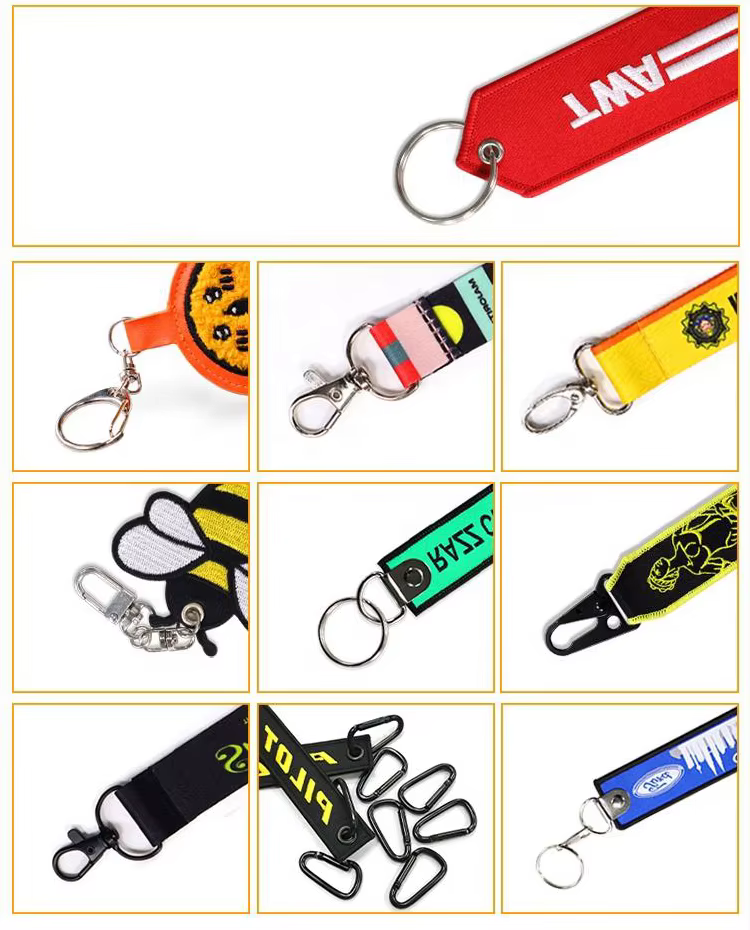 Available metal lanyard hooks, clips, rings, and attachments