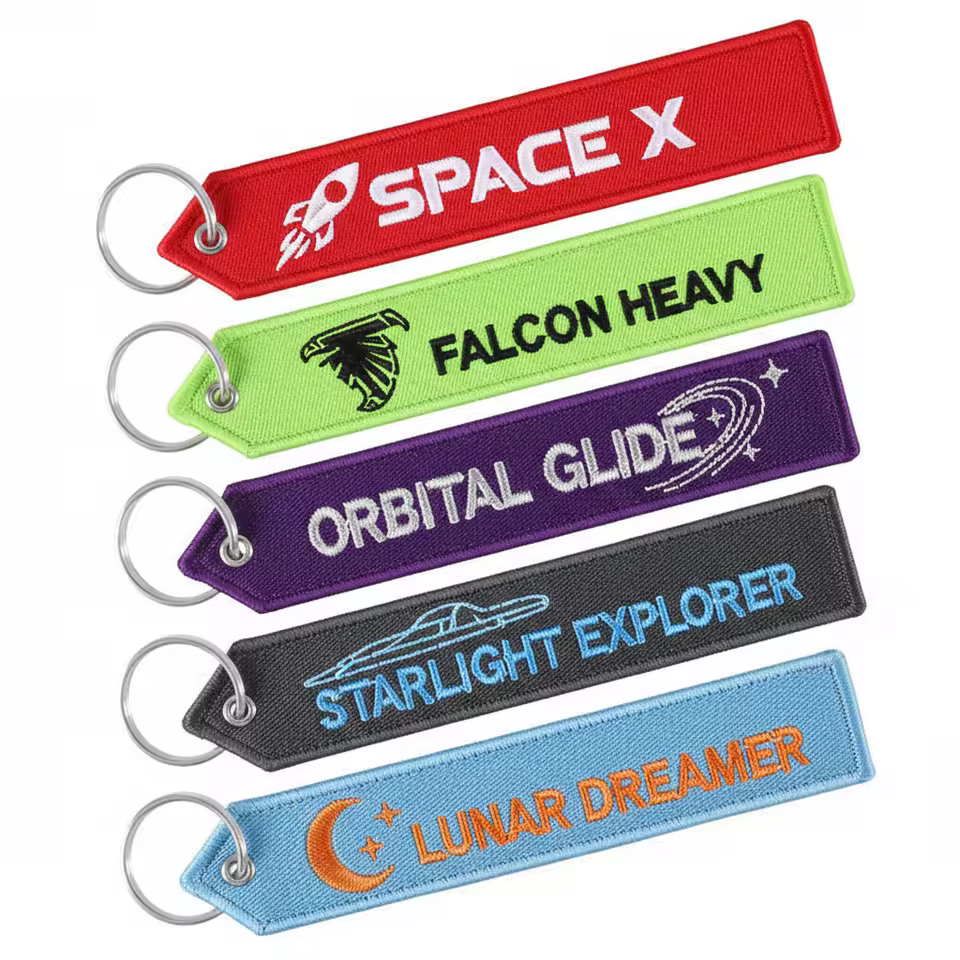 Custom printed polyester lanyard key tag details